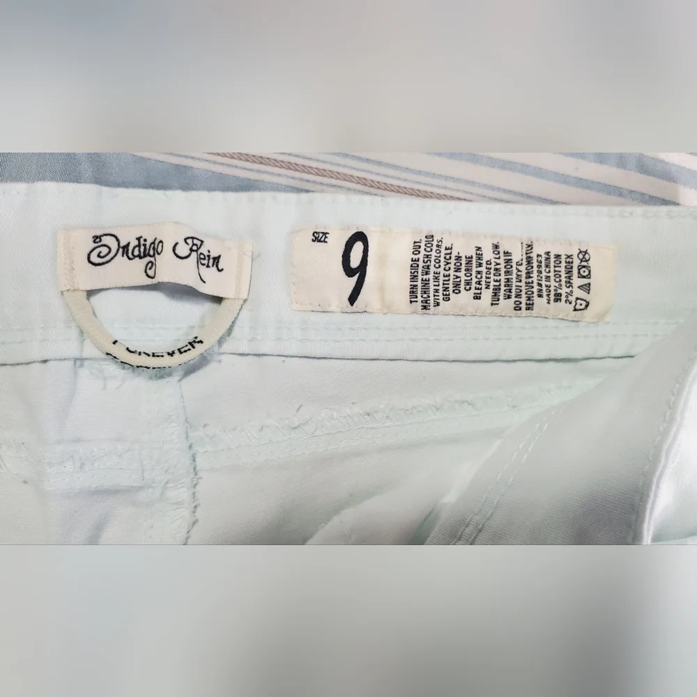 Indigo Rein Light Mint Green Low Rise Short Shorts with Lace Belt - Picture 8 of 11